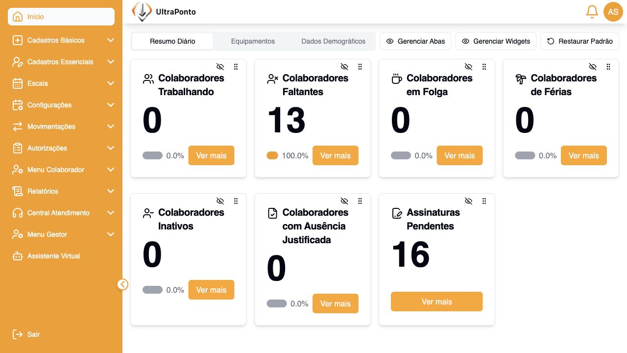 Dashboard operacional UltraSistech